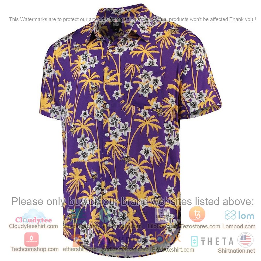 HOT Minnesota Vikings Purple Floral Button-Up Hawaii Shirt 2