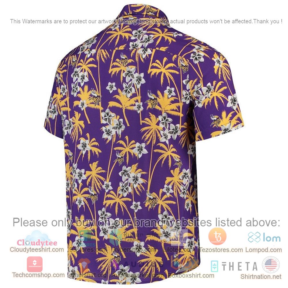 HOT Minnesota Vikings Purple Floral Button-Up Hawaii Shirt 3
