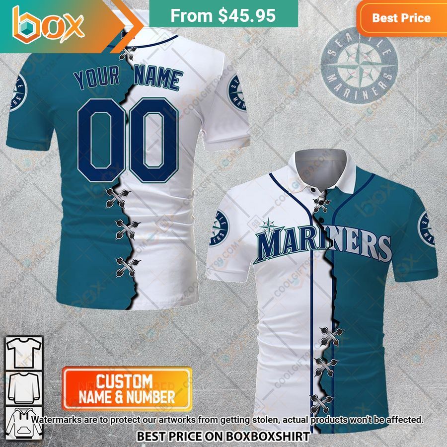 HOT MLB Seattle Mariners Mix jersey Style Polo Shirt 7