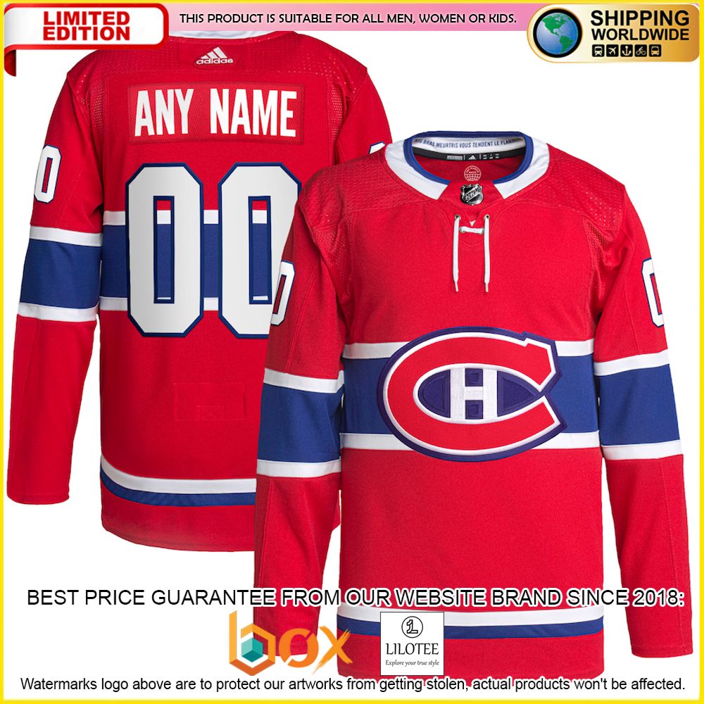 NEW Montreal Canadiens Adidas Custom Red Premium Hockey Jersey 1
