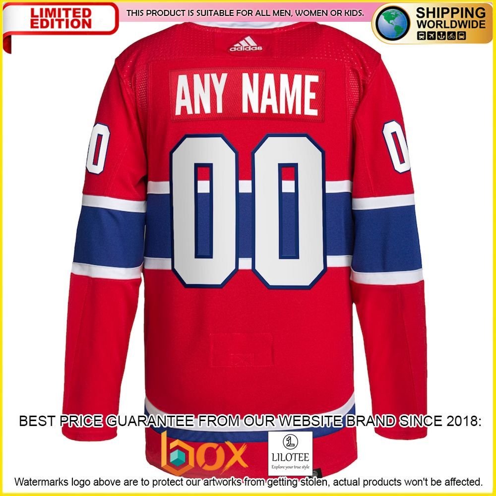 NEW Montreal Canadiens Adidas Custom Red Premium Hockey Jersey 3