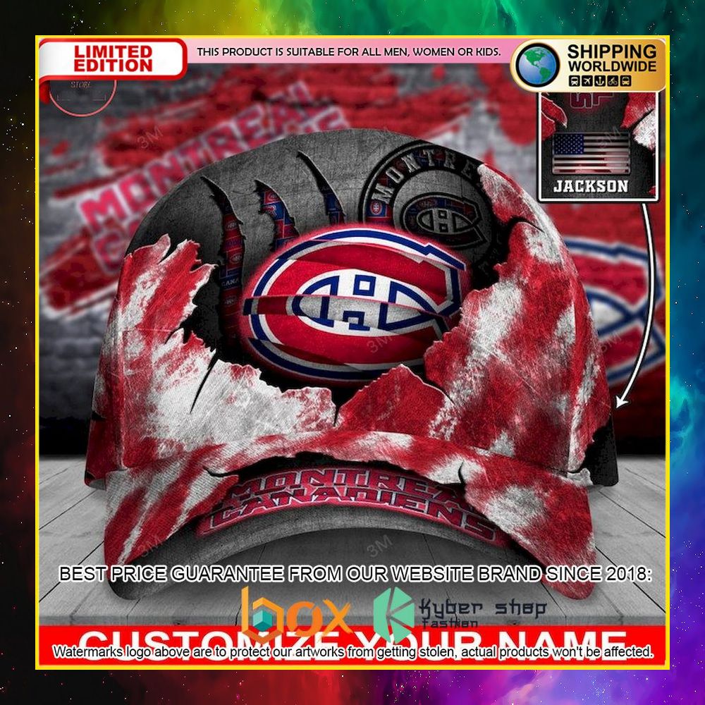 NEW Montreal Canadiens Skull NHL Custom Name Cap Hat 4