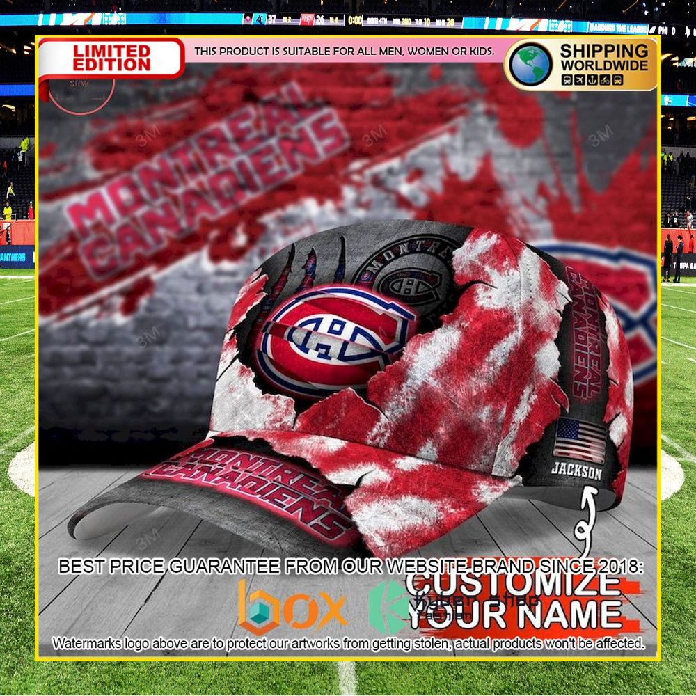 NEW Montreal Canadiens Skull NHL Custom Name Cap Hat 8
