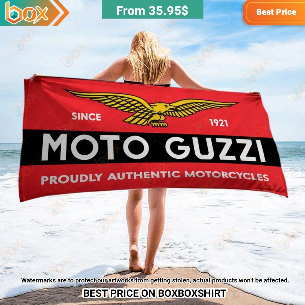 Moto Guzzi 1921 Proudly Authentic Motorcycles Beach Towel 1