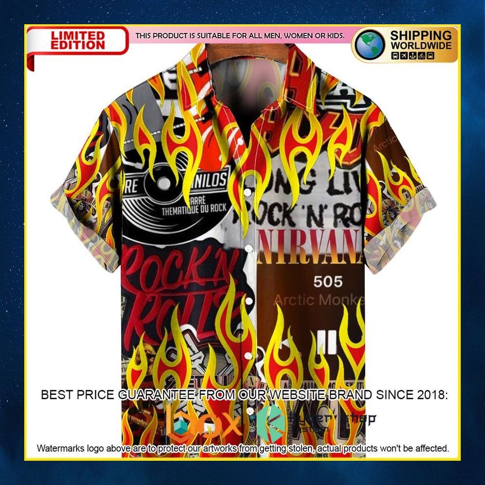 NEW Music Rock Music Red Flame Chill 3D Hawaii Shirt 3