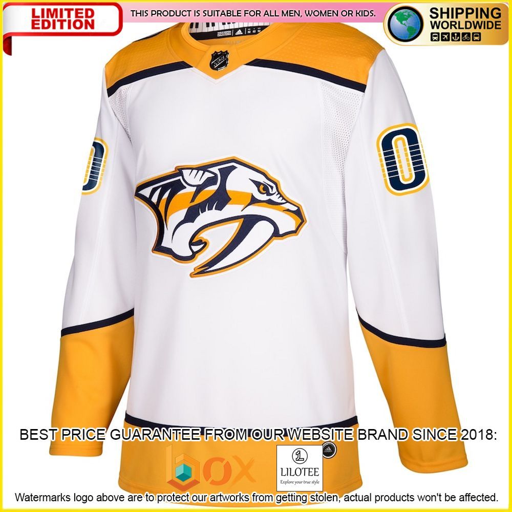 NEW Nashville Predators Adidas Away Custom White Premium Hockey Jersey 2