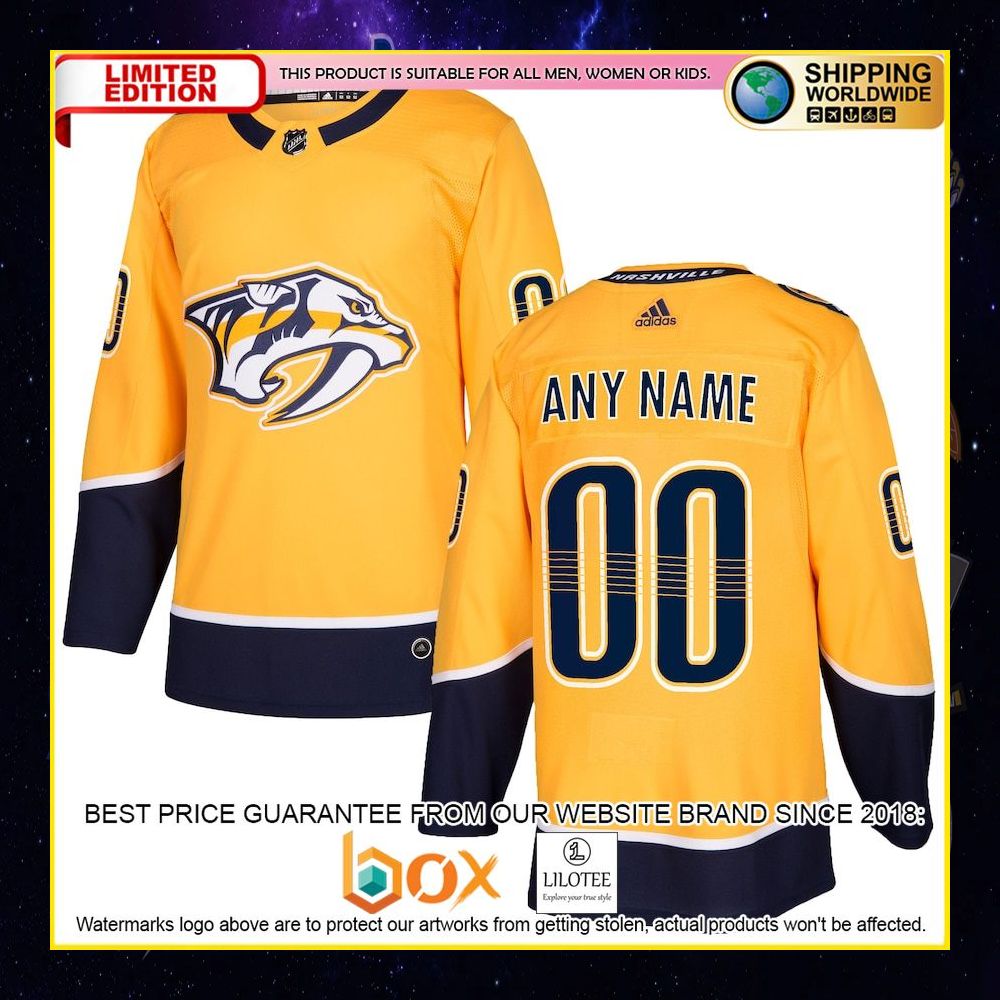 NEW Nashville Predators Adidas Away Custom White Premium Hockey Jersey 10