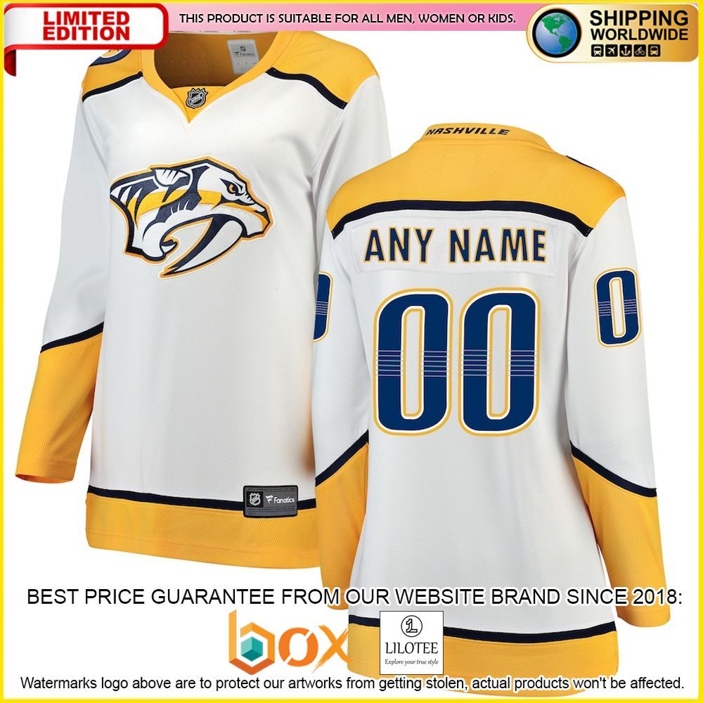 NEW Nashville Predators Fanatics Branded Women's Home Custom Yellow Premium Hockey Jersey 4
