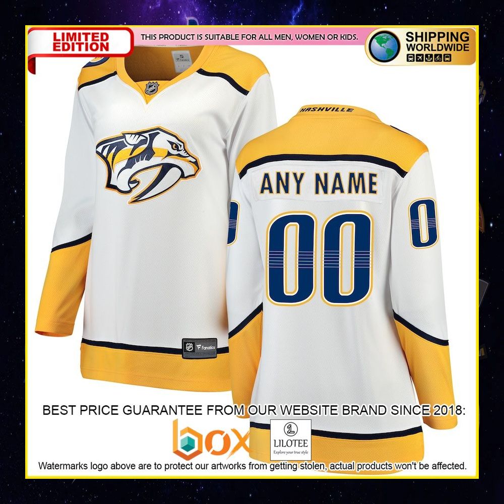 NEW Nashville Predators Fanatics Branded Women's Home Custom Yellow Premium Hockey Jersey 10