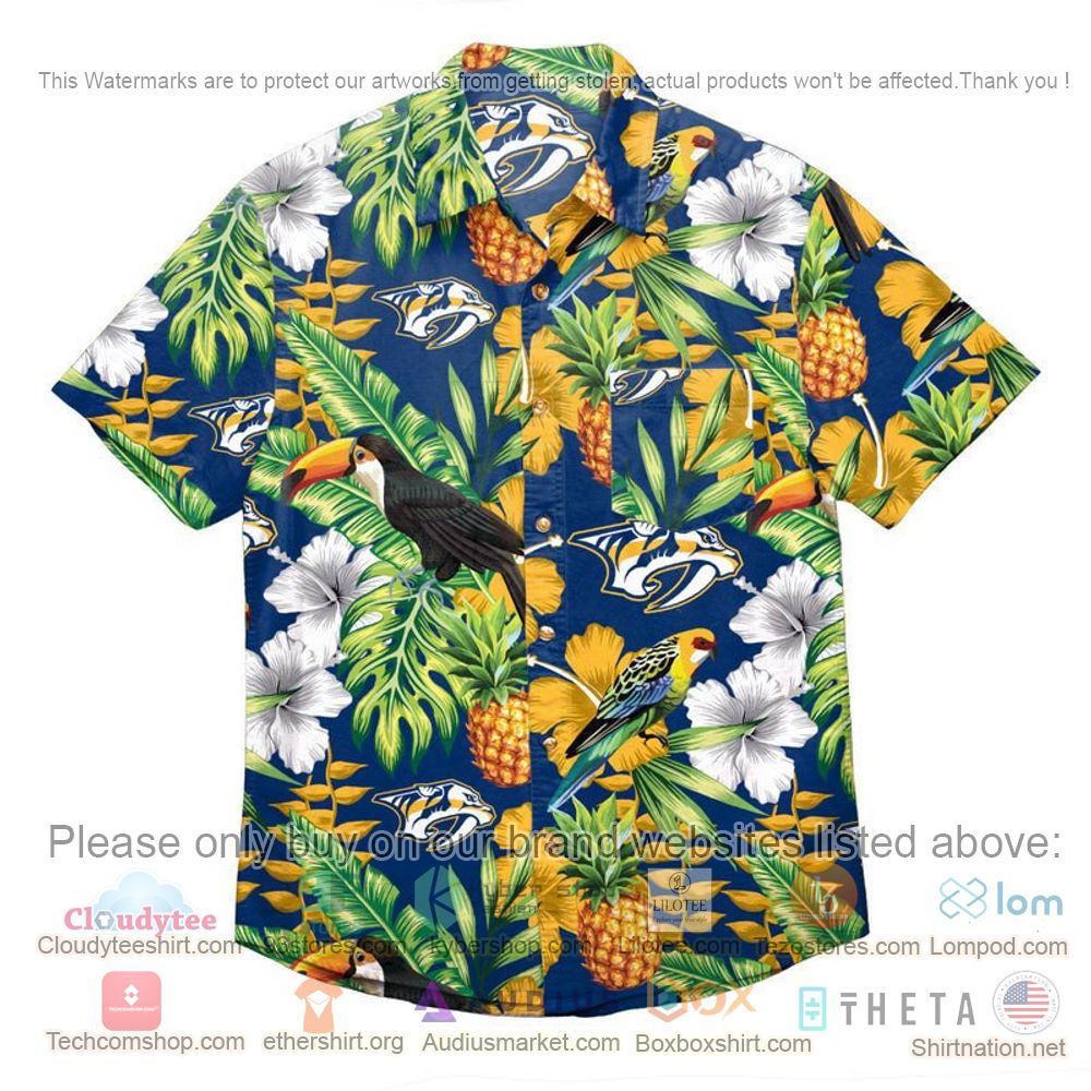 HOT Nashville Predators Floral Button-Up Hawaii Shirt 1
