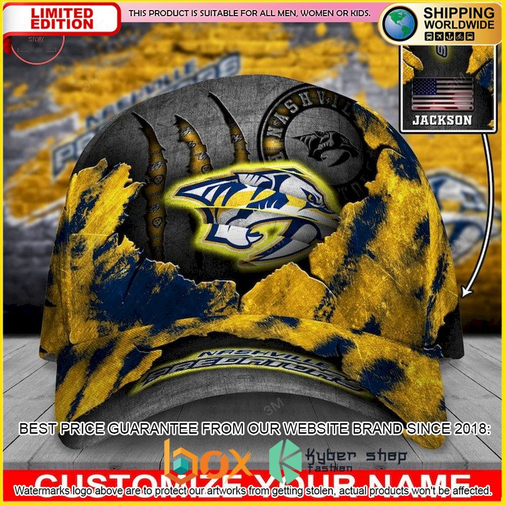 NEW Nashville Predators Skull NHL Custom Name Cap Hat 1
