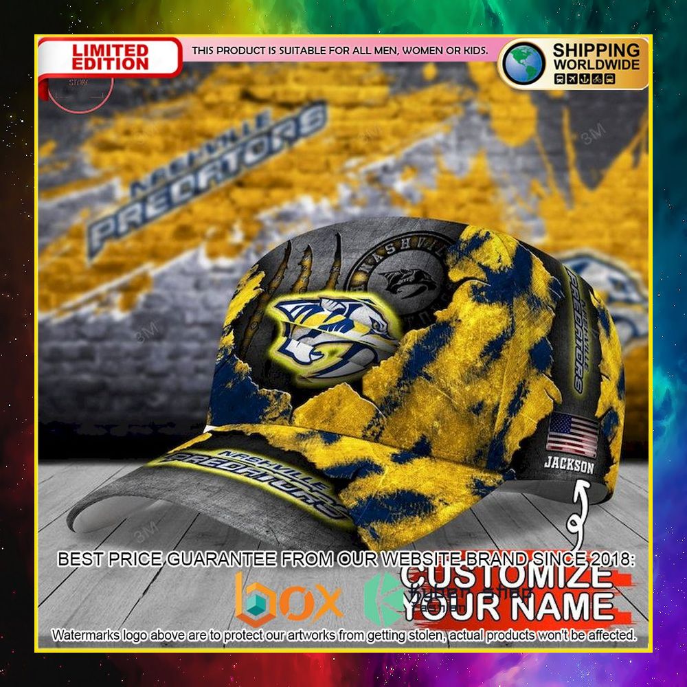 NEW Nashville Predators Skull NHL Custom Name Cap Hat 5