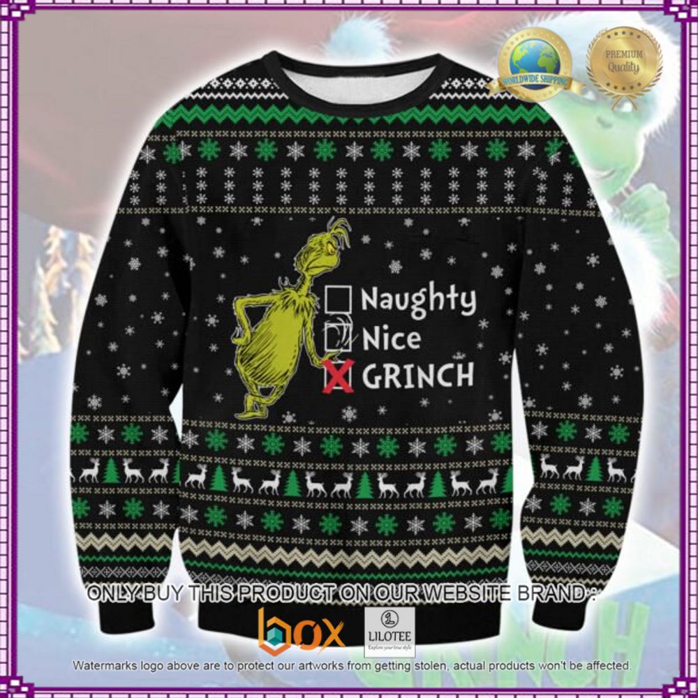 HOT Naughty Nice Grinch Christmas Ugly Sweater 9