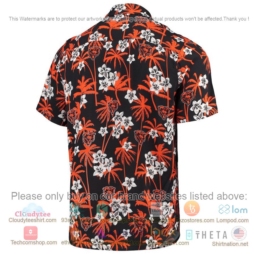 HOT Navy Chicago Bears Floral Button-Up Hawaii Shirt 3