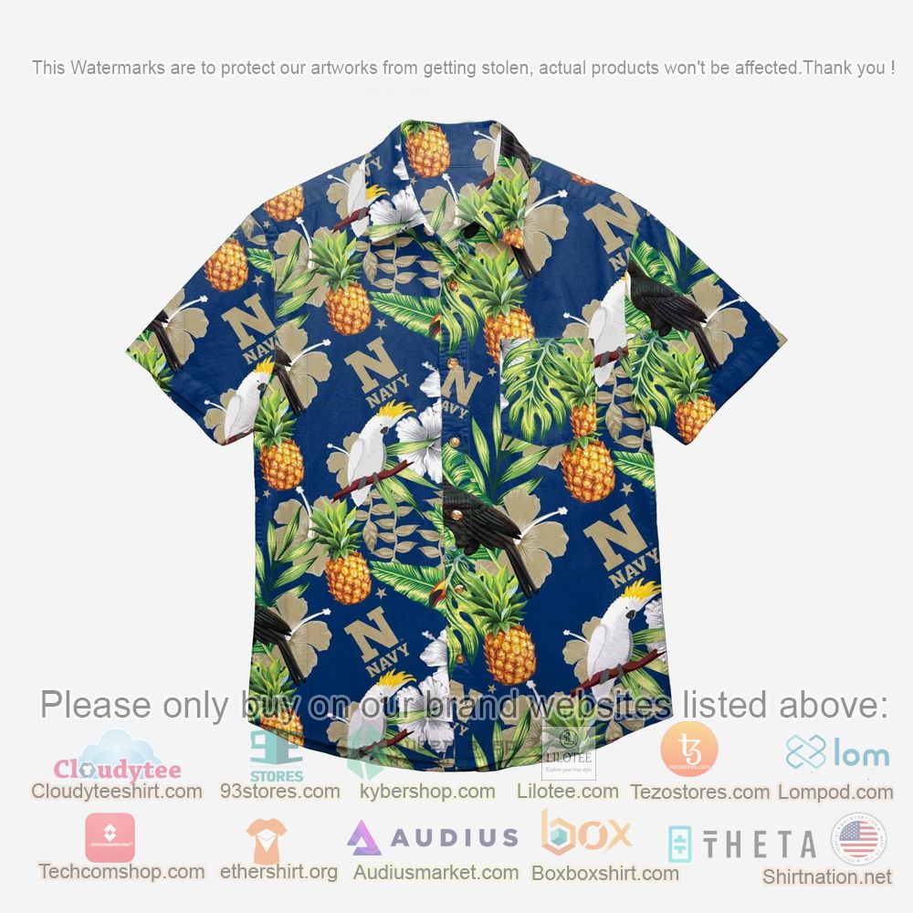 HOT Navy Midshipmen Floral Button-Up Hawaii Shirt 1