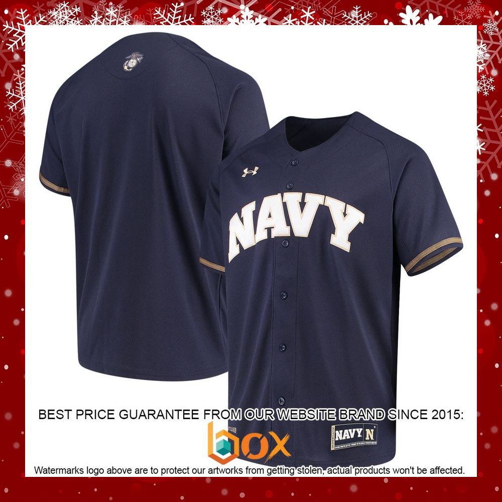 BEST Navy Midshipmen Under Armour Performance Replica Navy Baseball Jersey 1