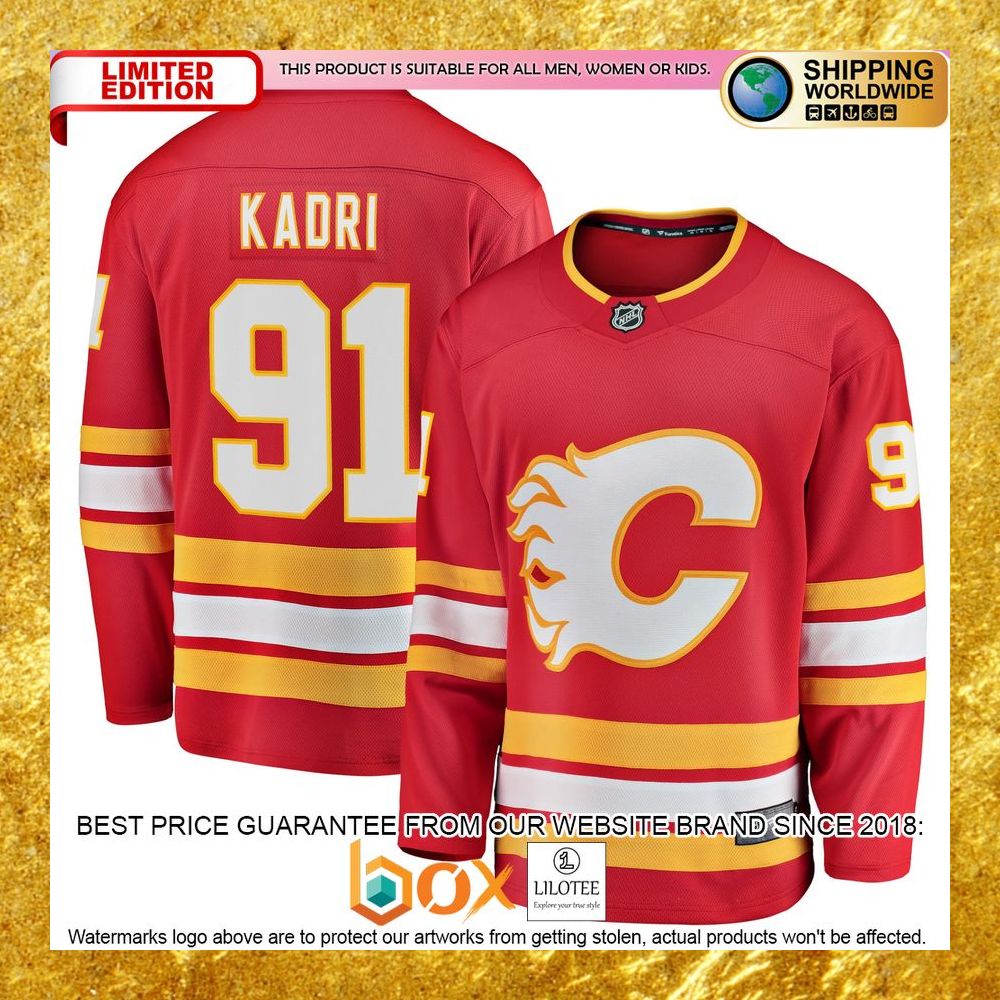 NEW Nazem Kadri Calgary Flames Home Player Red Hockey Jersey 5