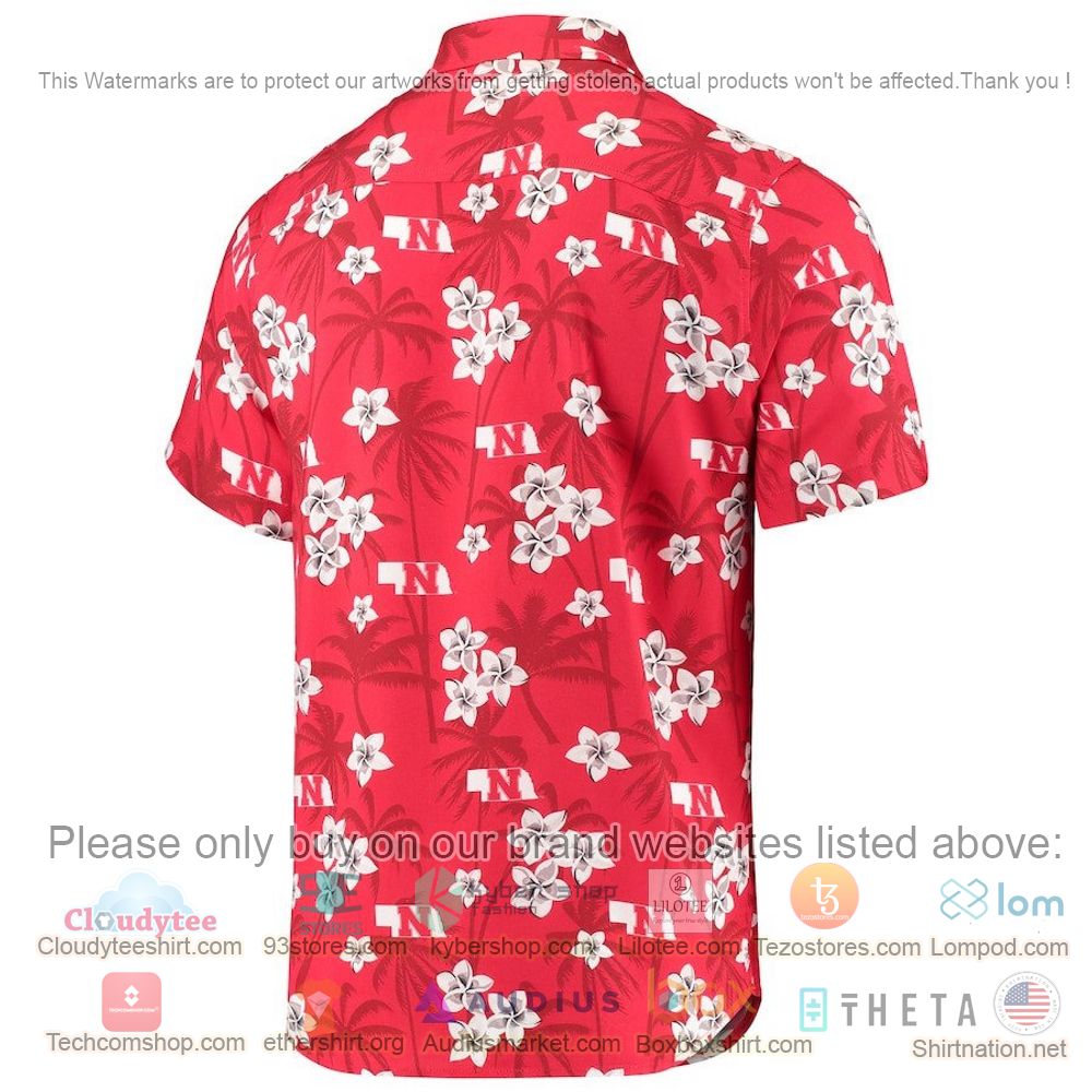 HOT Nebraska Huskers Scarlet College Floral Button-Up Hawaii Shirt 3