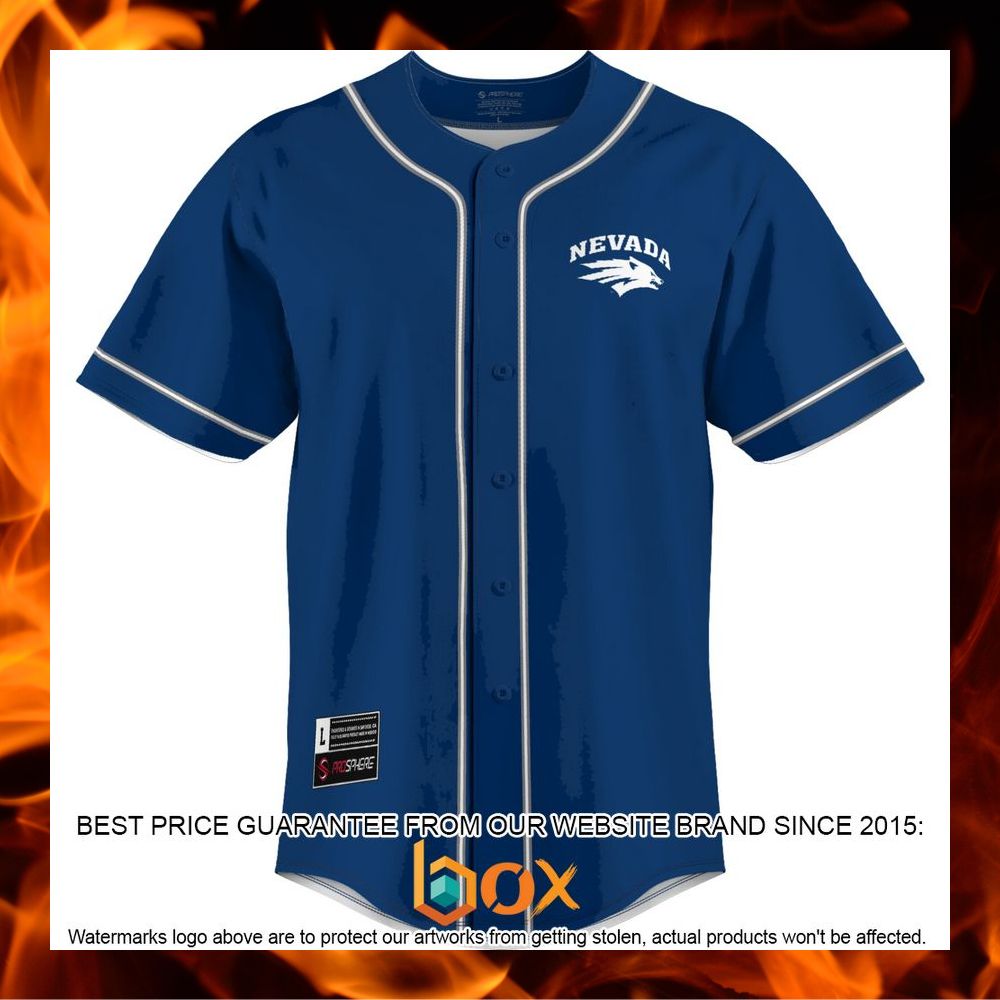 BEST Nevada Wolf Pack Navy Baseball Jersey 6