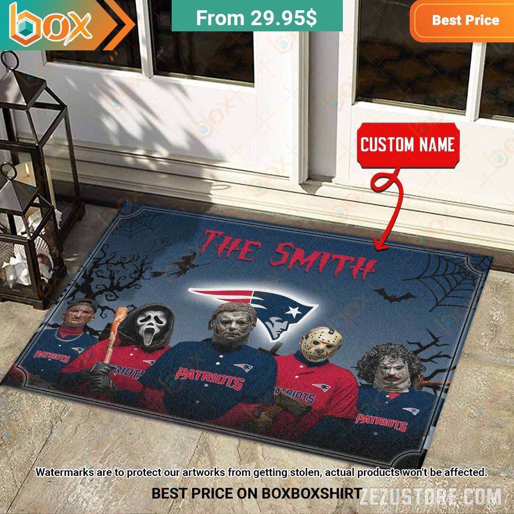 New England Patriots Freddy Krueger Ghostface Michael Myers Jason Voorhees Leatherface Custom Halloween Doormat 2
