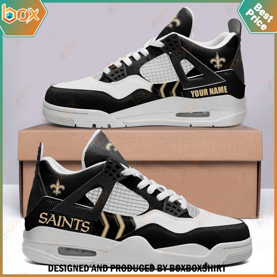 New Orleans Saints Personalized Air Jordan 4 Sneakers 1