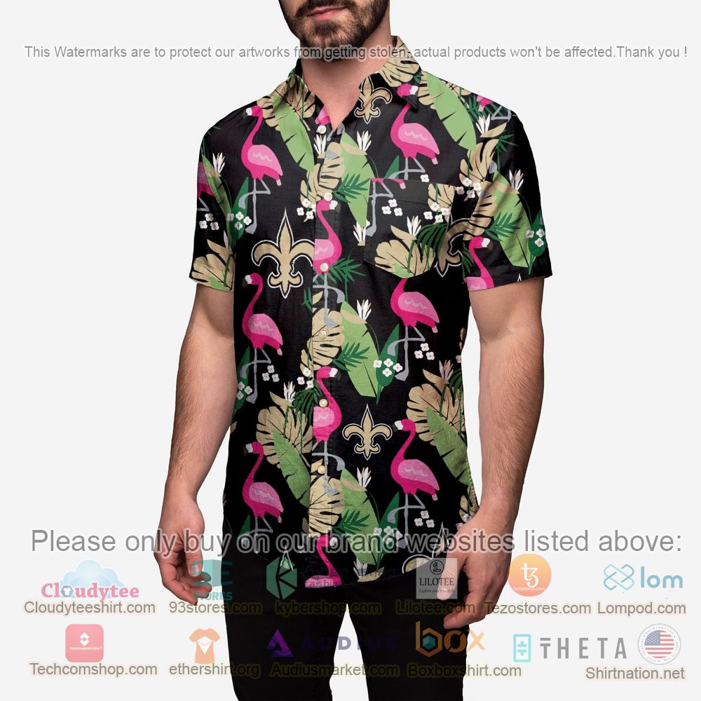 HOT New Orleans Saints Floral Button-Up Hawaii Shirt 2