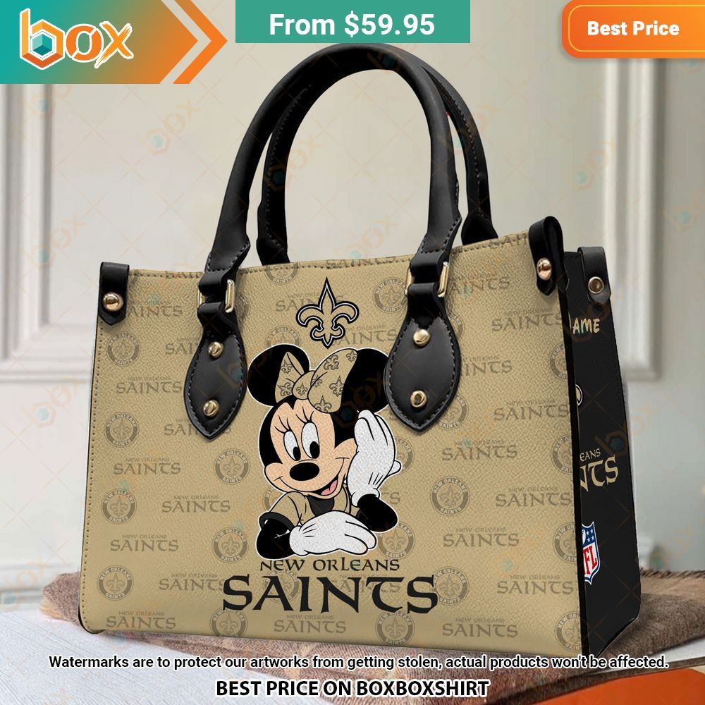 New Orleans Saints Minnie Mouse Leather Handbag 3