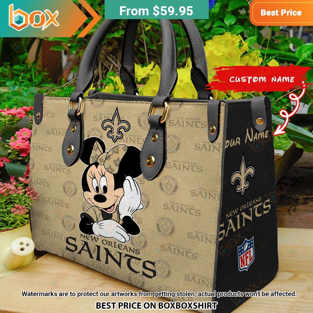 New Orleans Saints Minnie Mouse Leather Handbag 9
