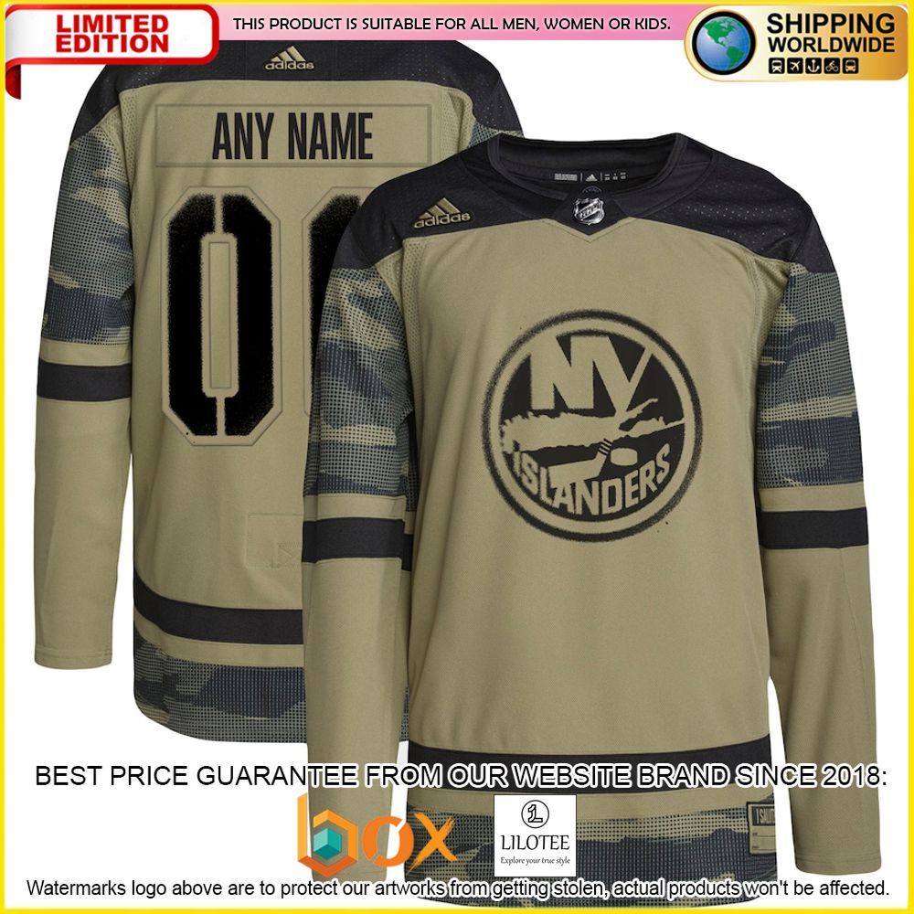 NEW New York Islanders Adidas Military Appreciation Team Custom Camo Premium Hockey Jersey 1