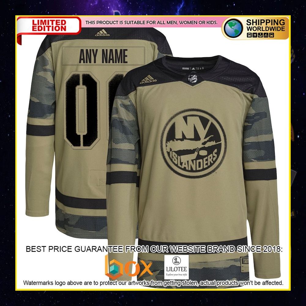 NEW New York Islanders Adidas Military Appreciation Team Custom Camo Premium Hockey Jersey 4