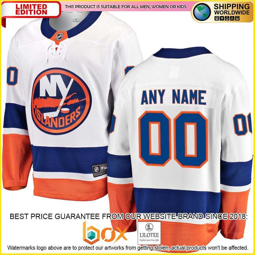 NEW New York Islanders Fanatics Branded Away Custom White Premium Hockey Jersey 1