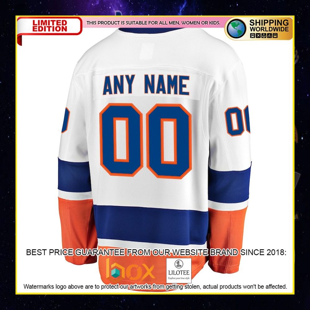 NEW New York Islanders Fanatics Branded Away Custom White Premium Hockey Jersey 6