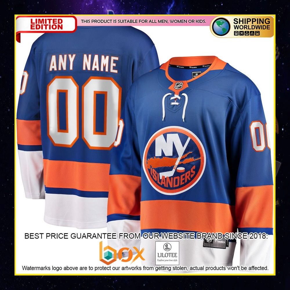 NEW New York Islanders Fanatics Branded Home Custom Blue Premium Hockey Jersey 7