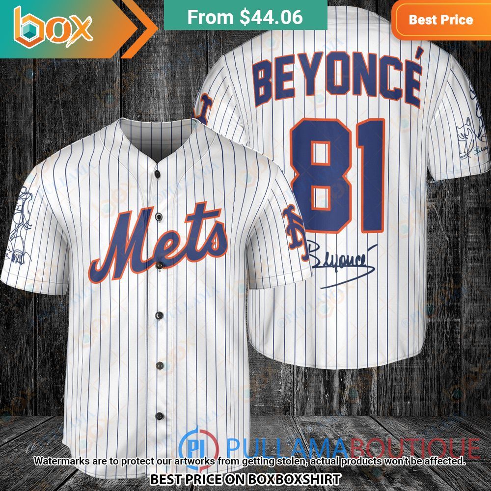 New York Mets Beyonce White Baseball Jersey 1