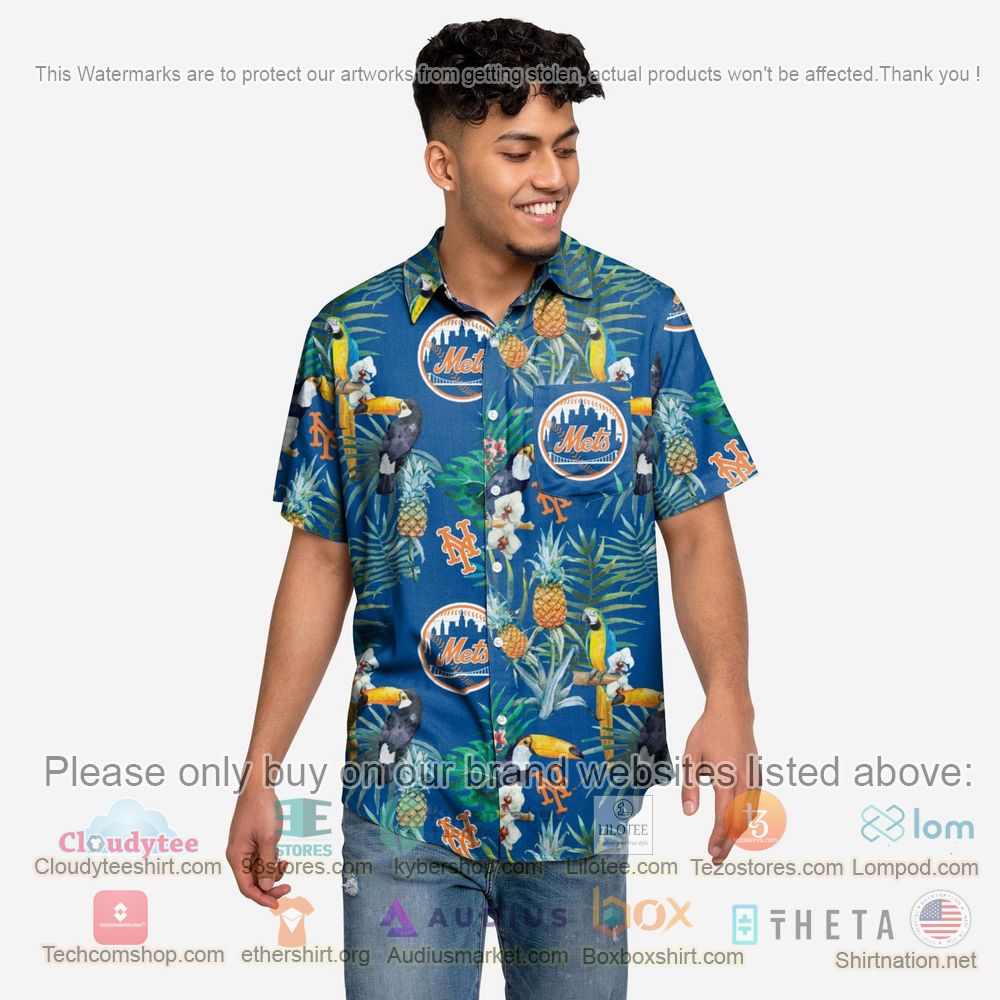 HOT New York Mets Floral Button-Up Hawaii Shirt 2