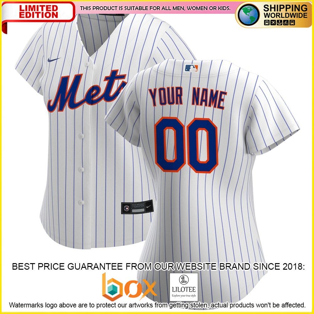 HOT New York Mets Women's Custom Name Number White Baseball Jersey Shirt 1