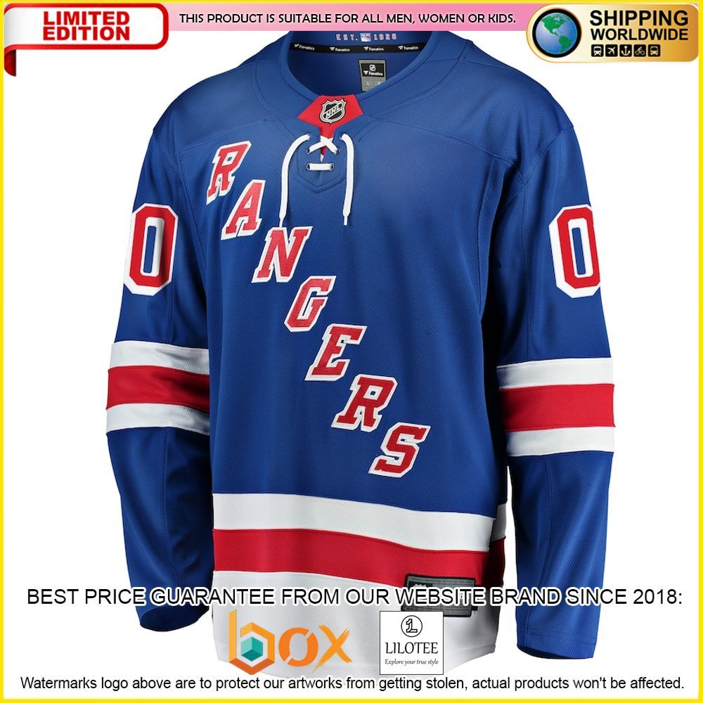 NEW New York Rangers Fanatics Branded Home Custom Blue Premium Hockey Jersey 2
