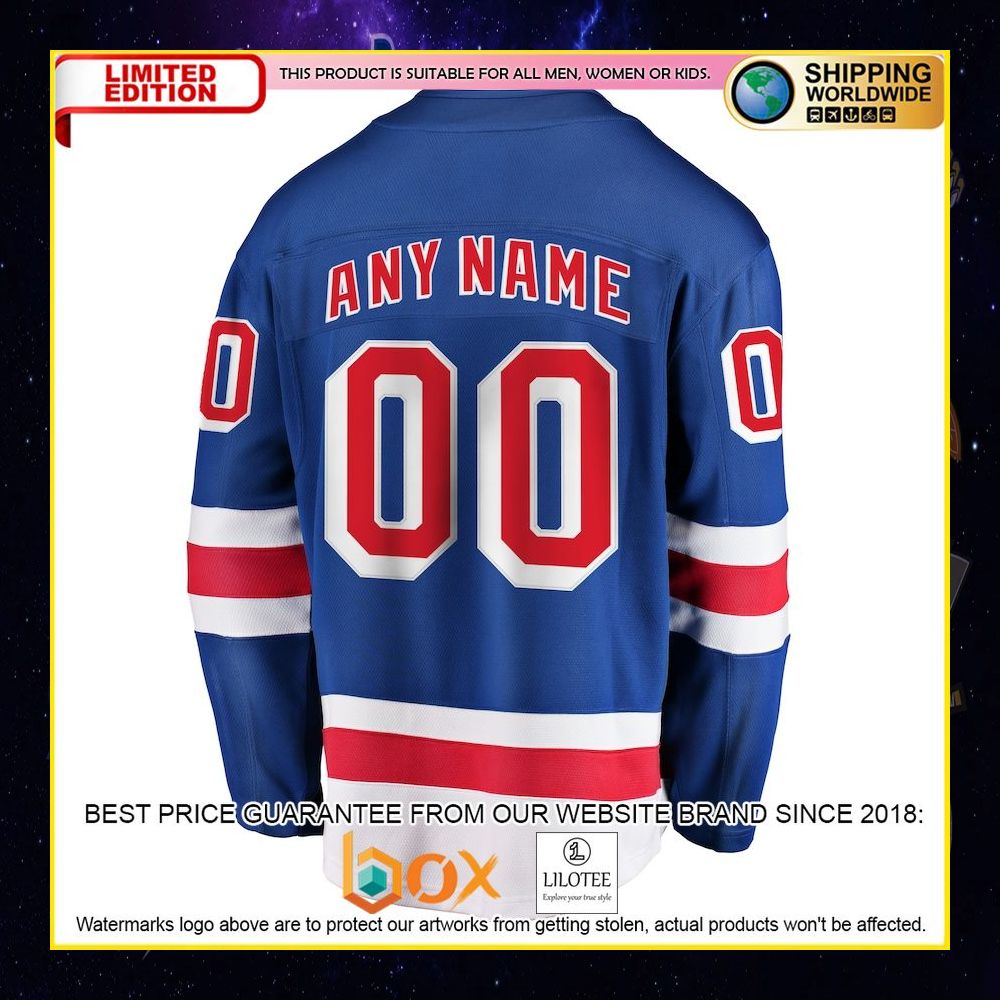 NEW New York Rangers Fanatics Branded Home Custom Blue Premium Hockey Jersey 6