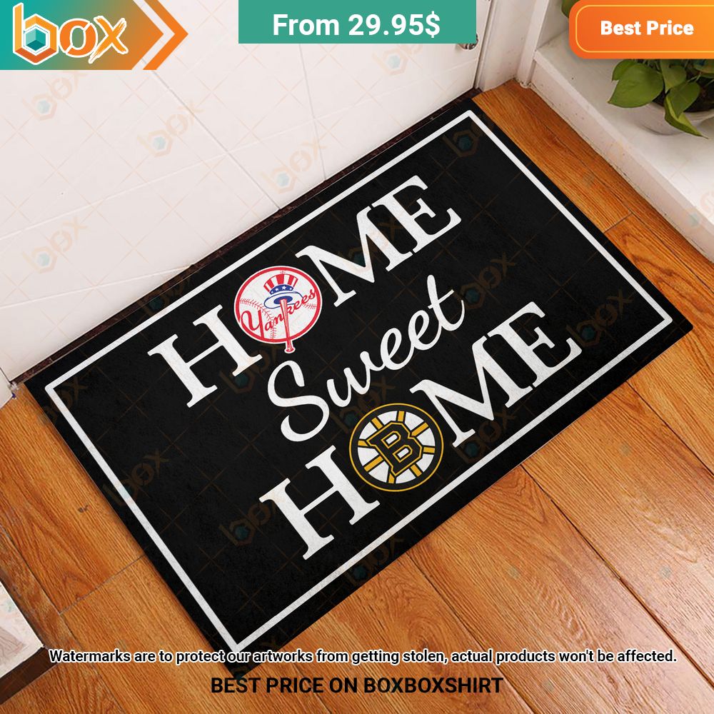 New York Yankees Boston Bruins Sweet Home Doormat 5
