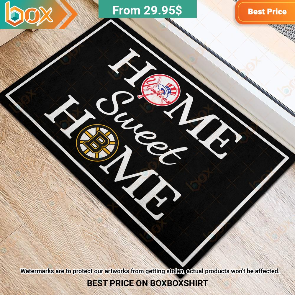 New York Yankees Boston Bruins Sweet Home Doormat 3