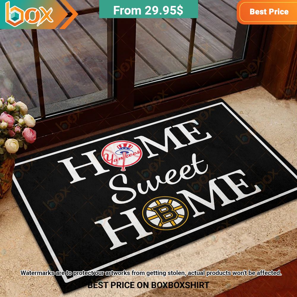 New York Yankees Boston Bruins Sweet Home Doormat 4
