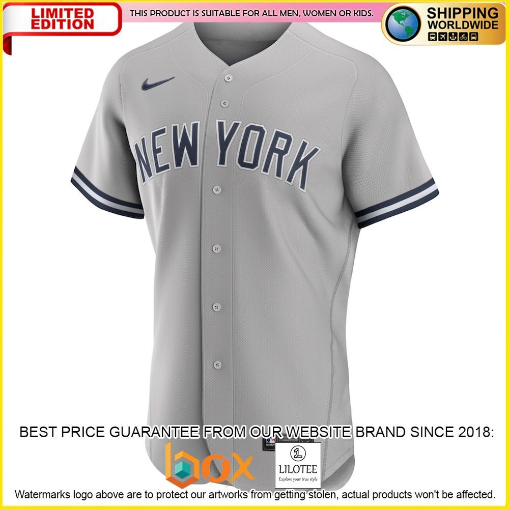 HOT New York Yankees Authentic Custom Name Number Gray Baseball Jersey Shirt 2