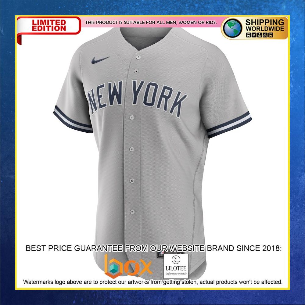 HOT New York Yankees Authentic Custom Name Number Gray Baseball Jersey Shirt 5