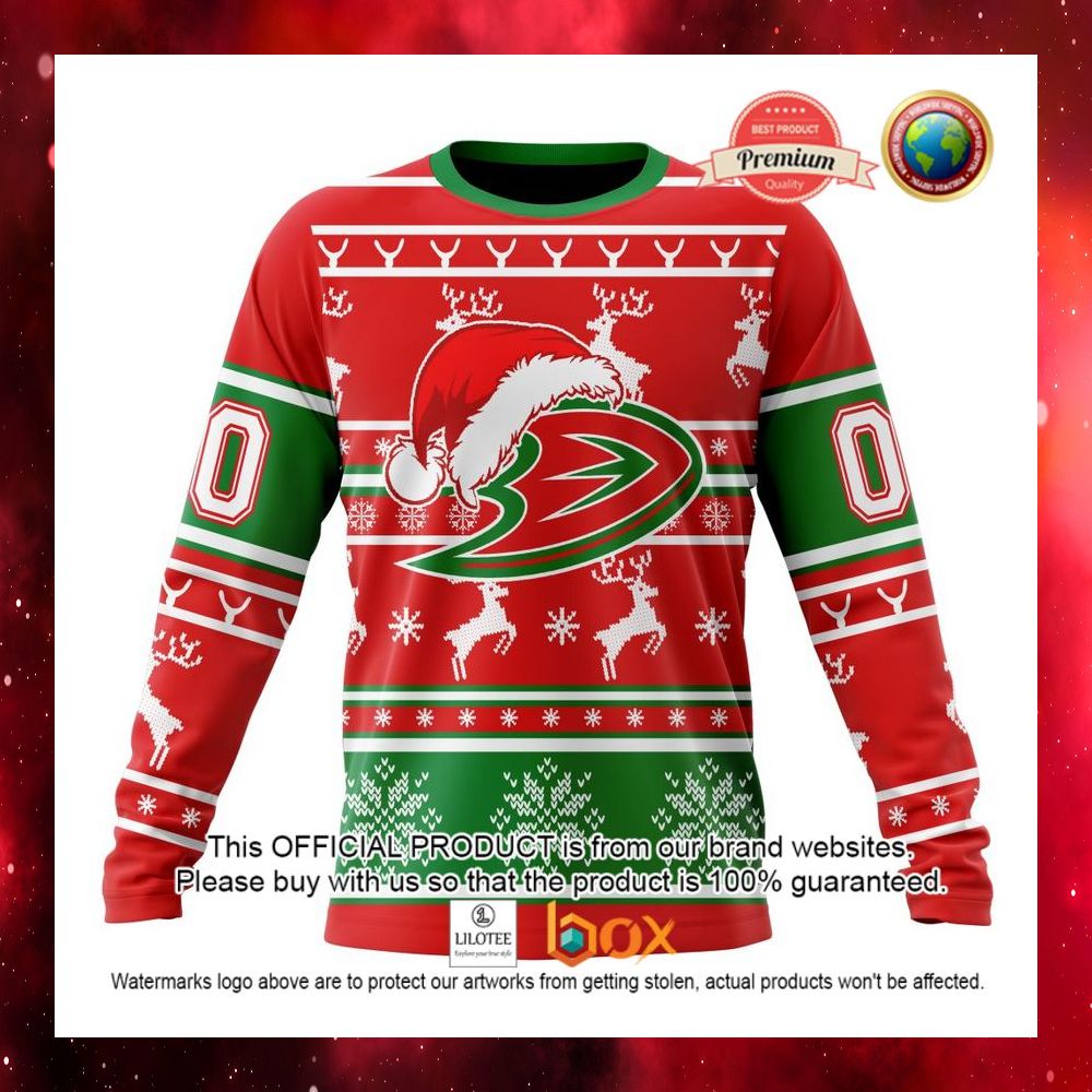 HOT NHL Anaheim Ducks Santa Hat Custom 3D Hoodie, T-Shirt 10