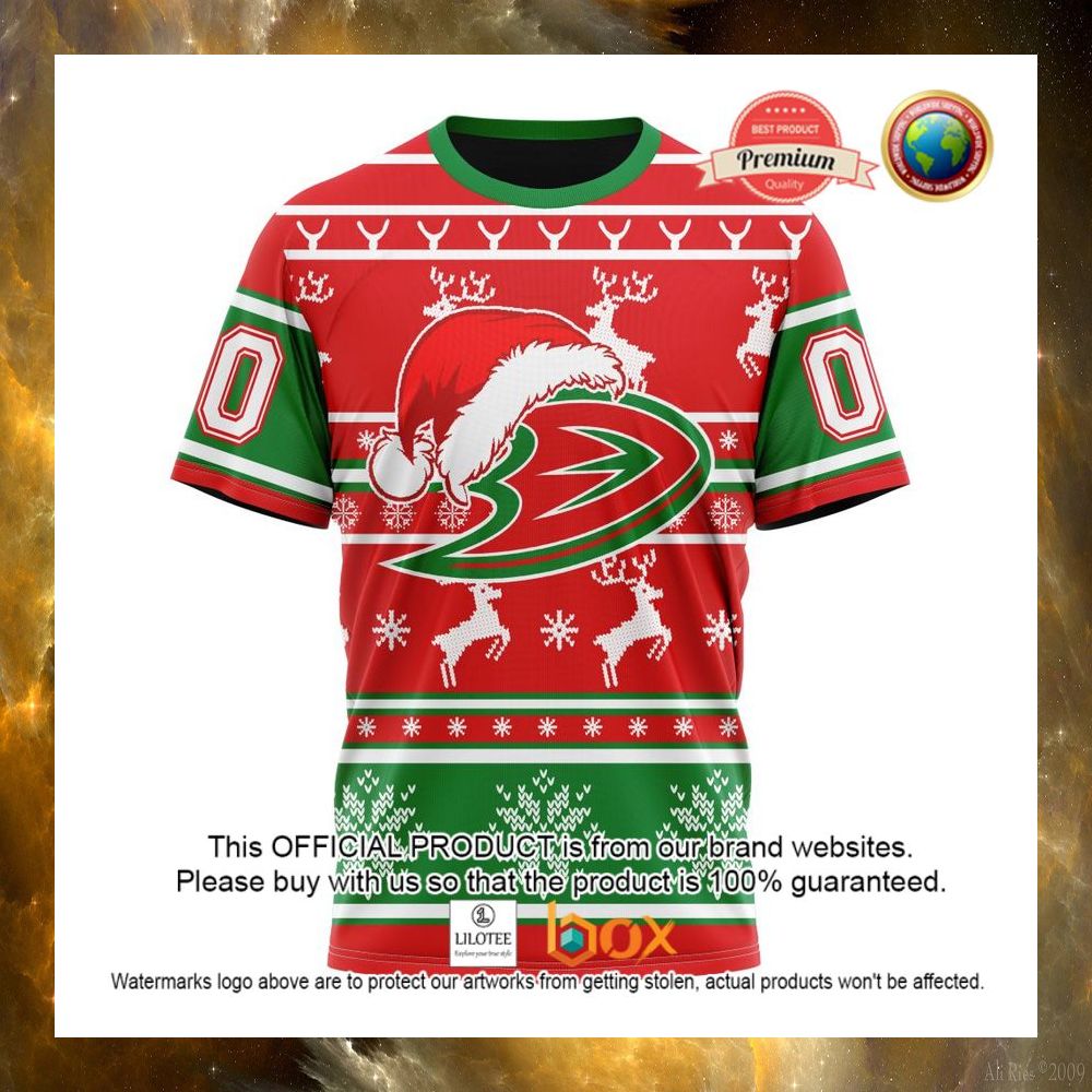 HOT NHL Anaheim Ducks Santa Hat Custom 3D Hoodie, T-Shirt 12