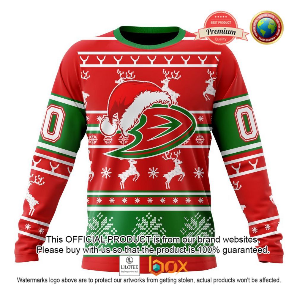 HOT NHL Anaheim Ducks Santa Hat Custom 3D Hoodie, T-Shirt 4