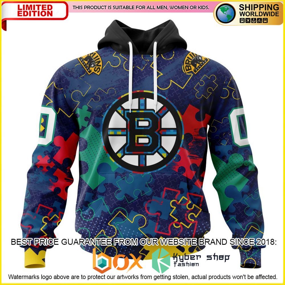NEW NHL Boston Bruins Fearless Against Autism Custom 3D Hoodie, Shirt 1