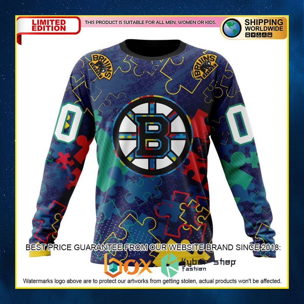 NEW NHL Boston Bruins Fearless Against Autism Custom 3D Hoodie, Shirt 15