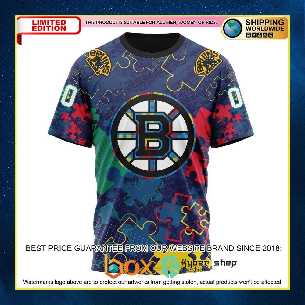 NEW NHL Boston Bruins Fearless Against Autism Custom 3D Hoodie, Shirt 17