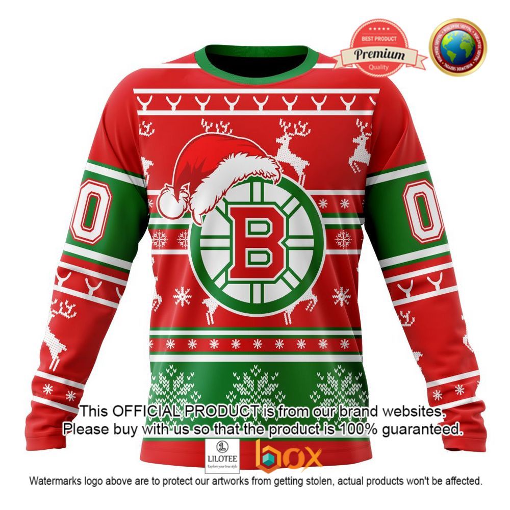 HOT NHL Boston Bruins Santa Hat Custom 3D Hoodie, T-Shirt 4